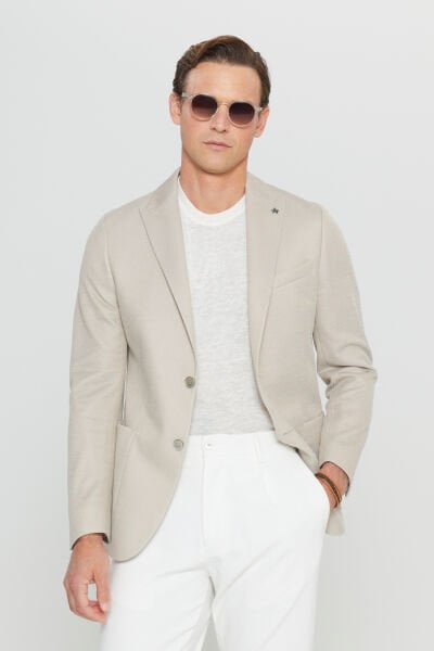 Altınyıldız ACE004252058 Bej  Erkek Astarsız Slim Fit Ceket