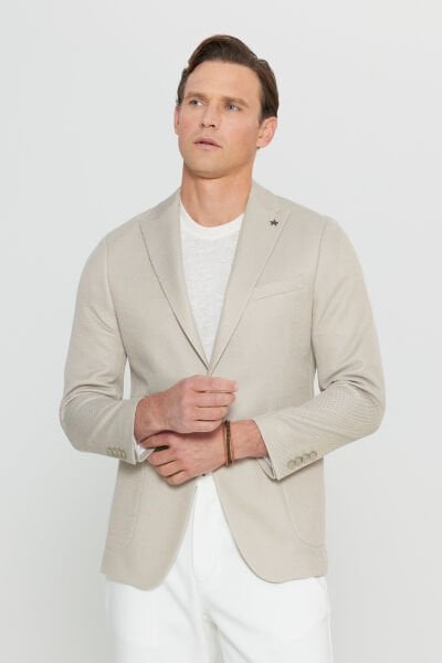 Altınyıldız ACE004252058 Bej  Erkek Astarsız Slim Fit Ceket