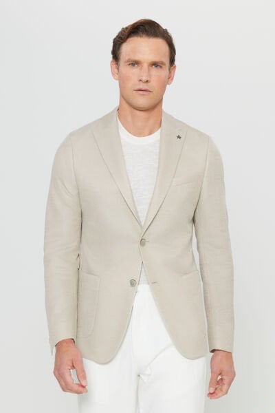 Altınyıldız ACE004252058 Bej  Erkek Astarsız Slim Fit Ceket
