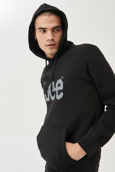 Lee L212021001 Siyah Erkek Kapüşonlu Sweatshirt