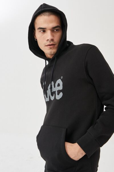 Lee L212021001 Siyah Erkek Kapüşonlu Sweatshirt