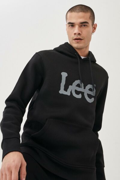 Lee L212021001 Siyah Erkek Kapüşonlu Sweatshirt