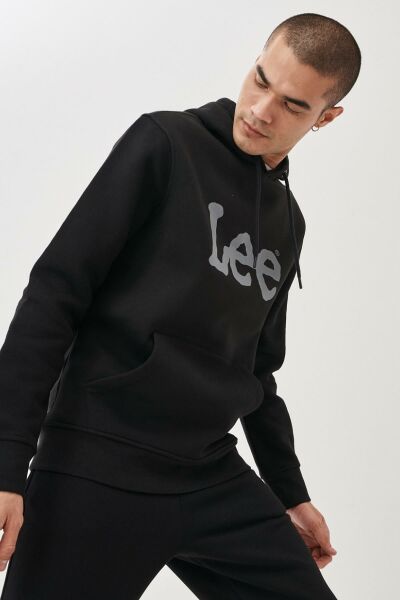 Lee L212021001 Siyah Erkek Kapüşonlu Sweatshirt
