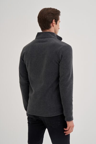 Cazador 24KCEEO05633 Antrasit Erkek Boydan Fermuarlı 3 Cepli Polar Sweat Hırka