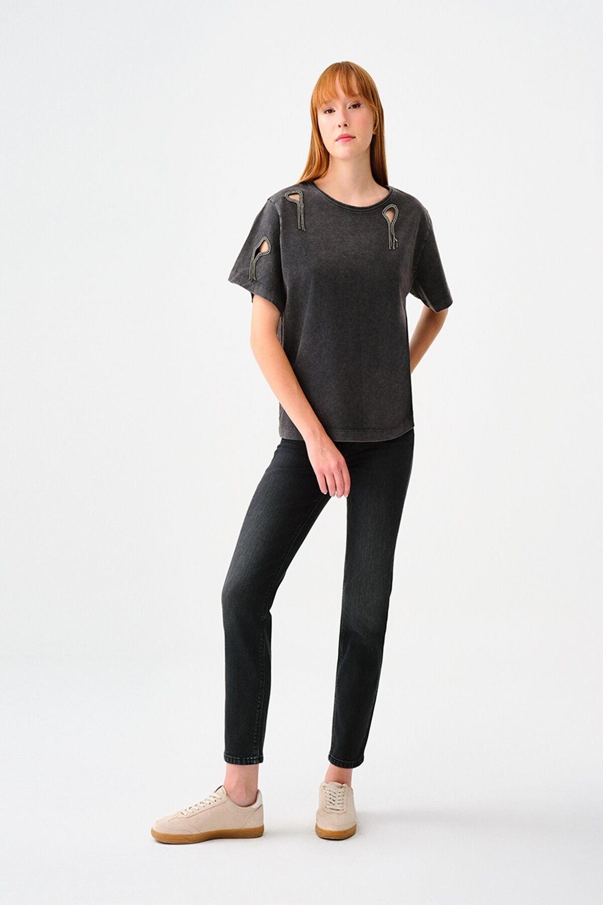 Loft 2037061 Elena Antrasit Kadın Dar Paça Normal Bel Kot Pantalon