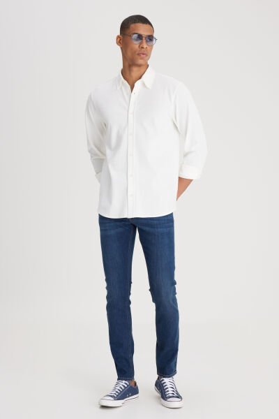 Lee L736147401 Koyu Mavi Erkek Melone Düz Kesim Yüksek Bel Esnek Pantolon