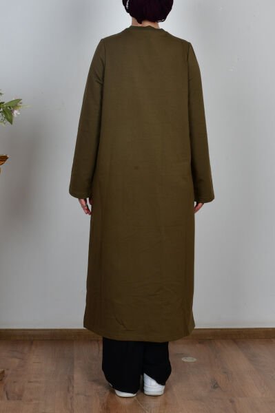 Allday B50308A0 Haki Kadın Pamuklu Zincir İşlemeli Tunik