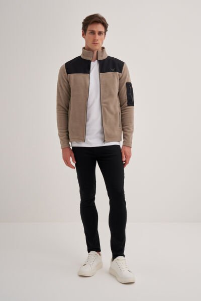 Cazador 24KCEEO05638 Bej Erkek 3 İplik Boğazlı Polar Sweat Hırka