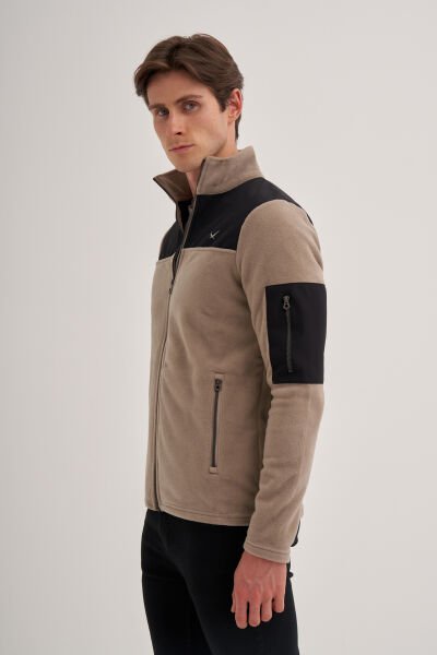 Cazador 24KCEEO05638 Bej Erkek 3 İplik Boğazlı Polar Sweat Hırka