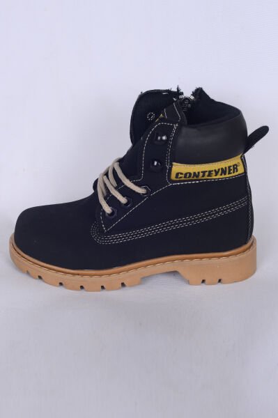 Walkway Conteyner 921 F Siyah Nubuk Kaymaz Unisex Çocuk Bot