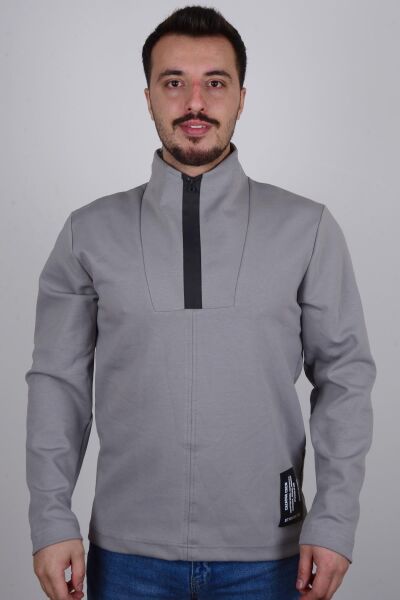 Cazador 23KCEEO05209 Gri Yarım Fermuarlı Scuba Yakalı Erkek Sweat