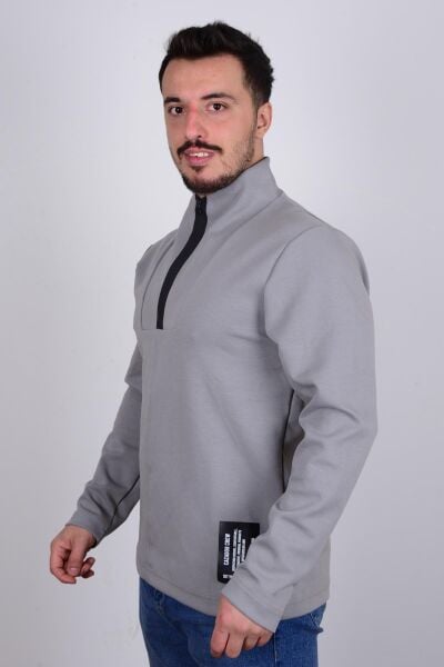 Cazador 23KCEEO05209 Gri Yarım Fermuarlı Scuba Yakalı Erkek Sweat