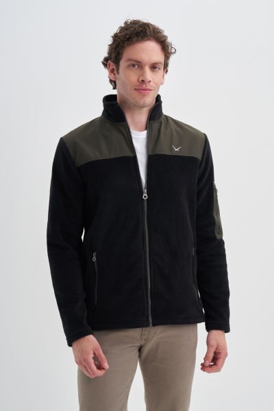 Cazador 24KCEEO05638 Siyah Erkek 3 İplik Boğazlı Polar Sweat Hırka