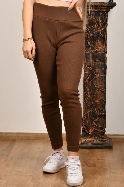 Hnc&Donna 69-6234 Kahverengi Kadın Beli Lastikli Tayt