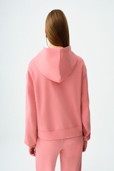 Loft 2038207 Gülpembe Kadın Kanguru Cepli Kapüşonlu İp Detaylı Sweat