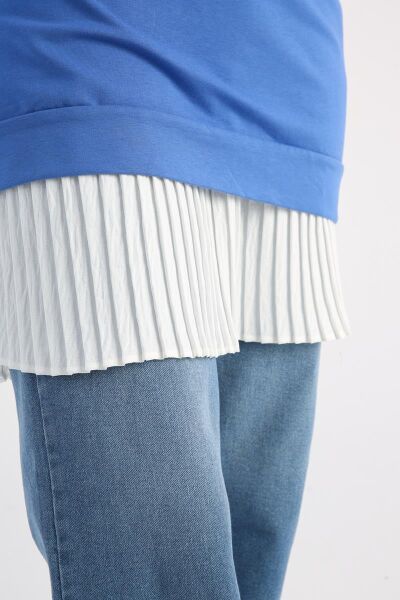 Allday 23XD06004AL0 Beyaz Kadın Pileli Kısa Gömlek Etek