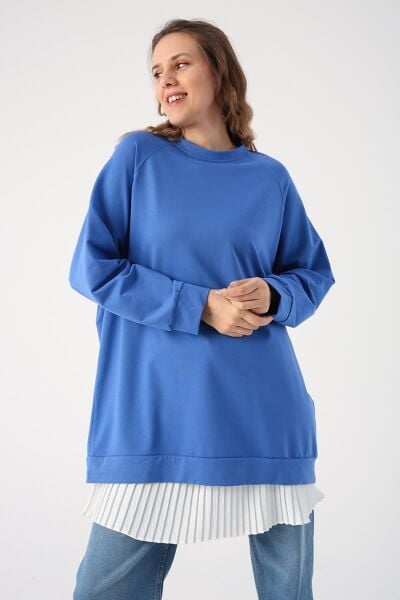 Allday 23XD06004AL0 Beyaz Kadın Pileli Kısa Gömlek Etek