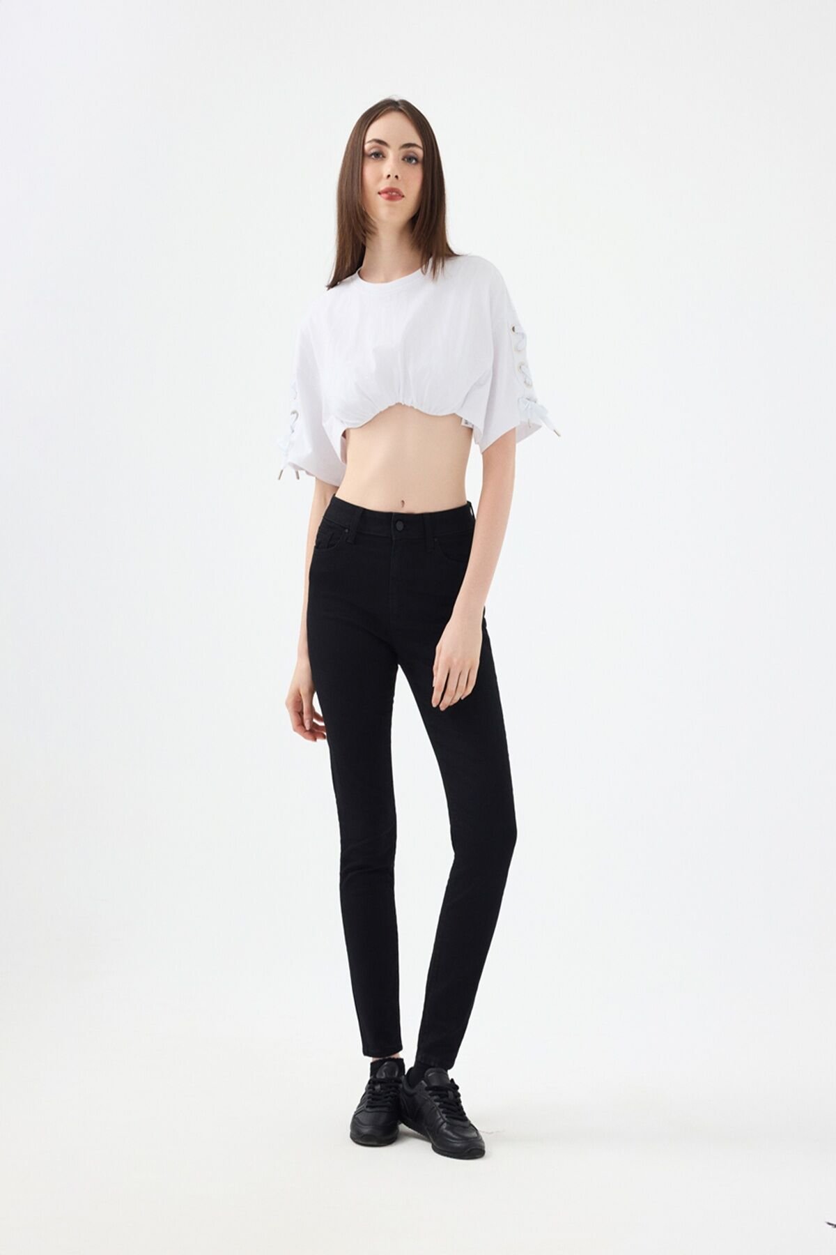 Loft 2037054 Natalie Siyah Kadın Dar Paça Yüksek Bel Kot Pantalon