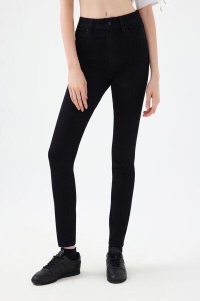 Loft 2037054 Natalie Siyah Kadın Dar Paça Yüksek Bel Kot Pantalon