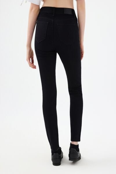 Loft 2037054 Natalie Siyah Kadın Dar Paça Yüksek Bel Kot Pantalon