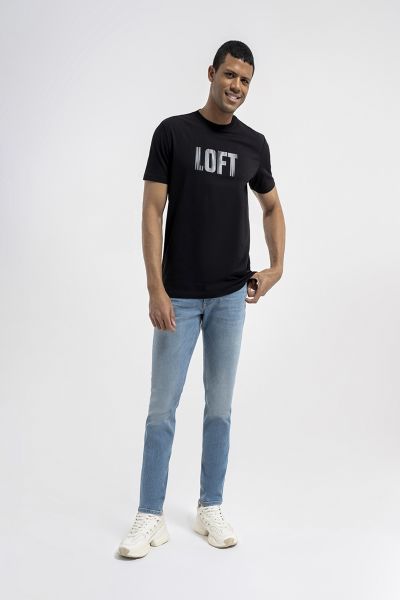 Loft 2036411 Siyah Erkek Regular Fit Bisiklet Yaka  Normal Kesim Loft Logo Yazı Baskılı %100 Pamuk Tşört