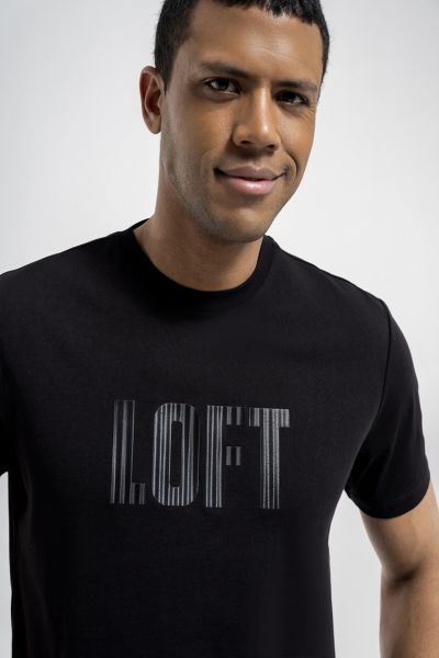 Loft 2036411 Siyah Erkek Regular Fit Bisiklet Yaka  Normal Kesim Loft Logo Yazı Baskılı %100 Pamuk Tşört