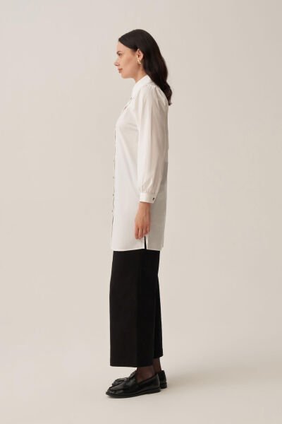 Allday BDX51348AL0 Beyaz Kadın Sivri Yakalı Poplin Gömlek