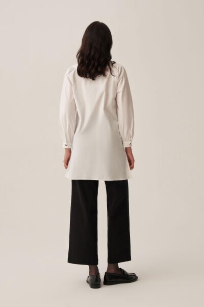 Allday BDX51348AL0 Beyaz Kadın Sivri Yakalı Poplin Gömlek