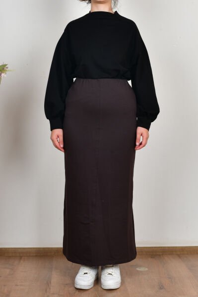 Allday B62087A0 Acı Kahve Kadın Pamuklu Kalem Etek