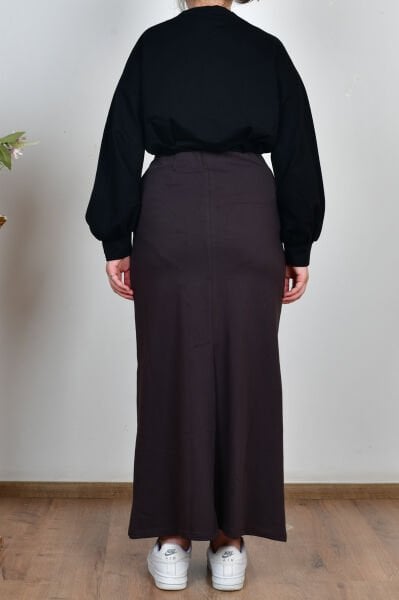 Allday B62087A0 Acı Kahve Kadın Pamuklu Kalem Etek