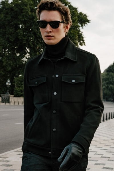 Altınyıldız ACE082510026 Siyah Erkek Çok Cepli Düğme Kapamalı Süet Mont