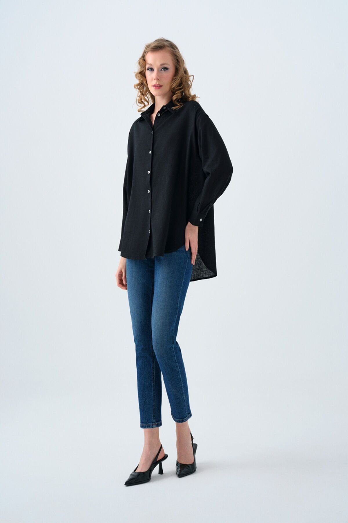 Loft 2037084 Mon Fit Açık Mavi Kadın Norma Paça Yüksek Bel Kot Pantalon