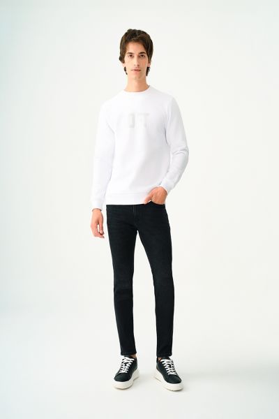 Loft 2037698 Beyaz Erkek Bisiklet Yaka Regular Fit Loft Yazı Detaylı Sweat