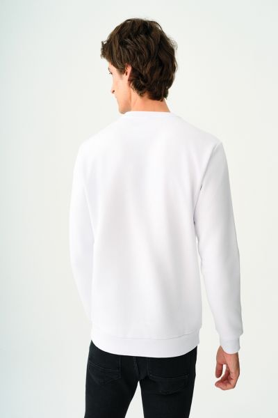 Loft 2037698 Beyaz Erkek Bisiklet Yaka Regular Fit Loft Yazı Detaylı Sweat