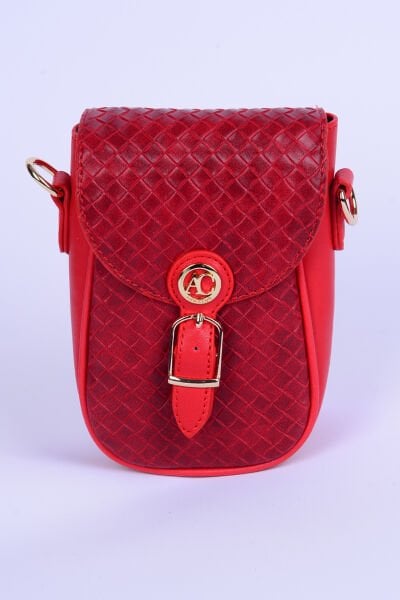 Armine Club ARM103 Kırmızı Kadın Detaylı Desenli Deri Çanta