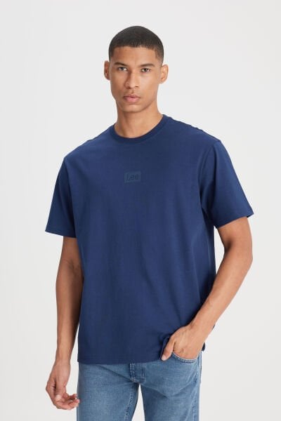 Lee L222001410 Lacivert Erkek Loose Fit Rahat Kesim Bisiklet Yaka  T-shirt