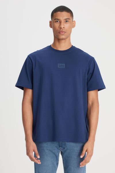 Lee L222001410 Lacivert Erkek Loose Fit Rahat Kesim Bisiklet Yaka  T-shirt