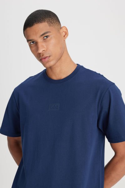 Lee L222001410 Lacivert Erkek Loose Fit Rahat Kesim Bisiklet Yaka  T-shirt