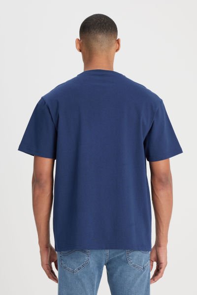 Lee L222001410 Lacivert Erkek Loose Fit Rahat Kesim Bisiklet Yaka  T-shirt
