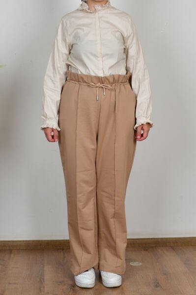 Allday BOB73003AL9 Vizon Kadın Büyük Beden Cepli Eşofman Altı