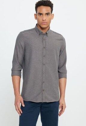 Altınyıldız ACE202510303 Açık Gri Erkek Silim Fİt Par Dy Coul Gömlek