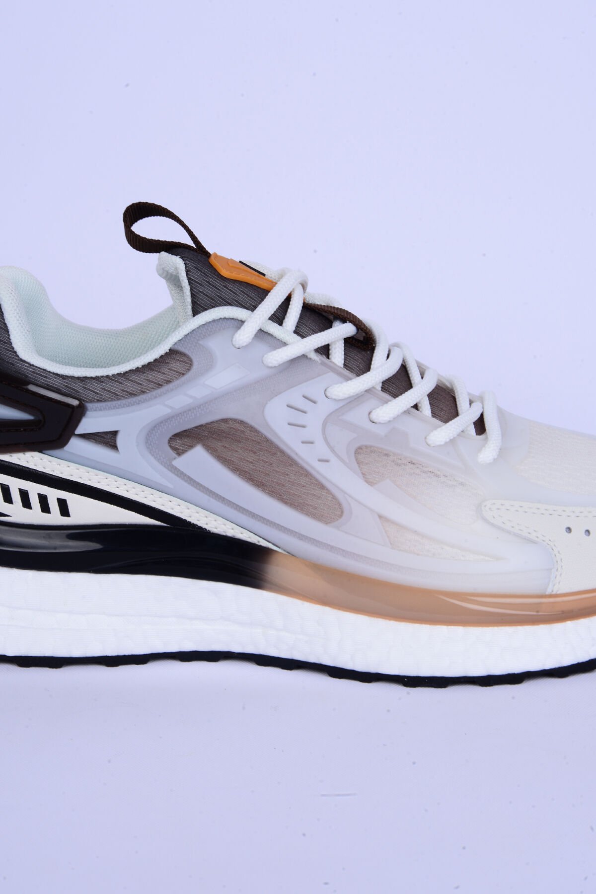 Pierre Cardin 10105 Fileli Bağcıklı Yüksek Taban Ortopedik Taban Beyaz-Kahverengi Günlük Spor Ayakkabı