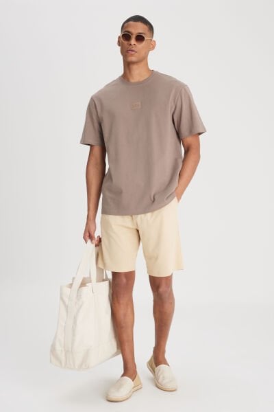 Lee L22200155 Kahverengi Lose Fit Bisiklet Yaka Erkek %100 Pamuklu T-shirt