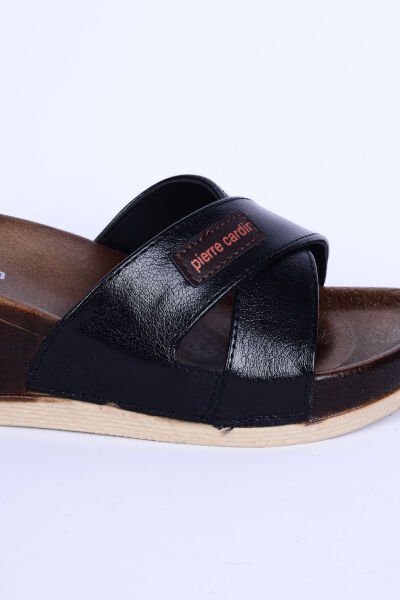 Pierre Cardin 7010 Yüksek Taban Ortopedik Taban Siyah Günlük Kadın Terlik