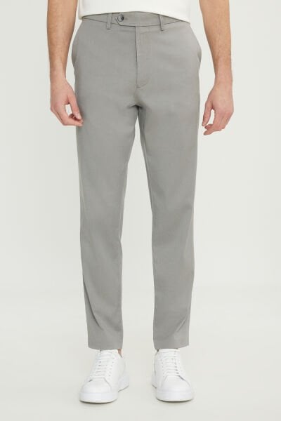 Altınyıldız ACE001252091 Açık Bej Erkek Slim Fit Belden Ayar Düğmeli Keten Pantolon