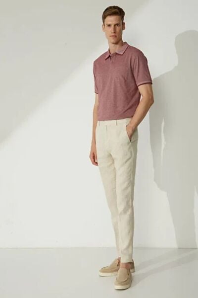 Altınyıldız 4A9000000004 Bordo-Beyaz Erkek Tek Cepli Polo Yaka T-shirt