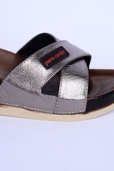 Pierre Cardin 7010 Yüksek Taban Ortopedik Taban Platin Günlük Kadın Terlik