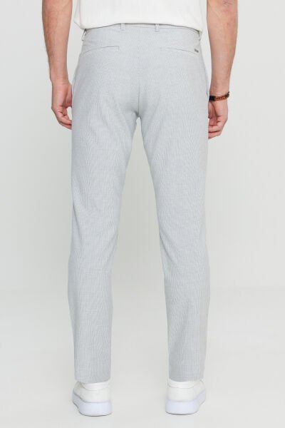 Altınyıldız ACE001252194 Beyaz-Gri Erkek Beli Lastikli İpli Fermuarlı Likralı Rahat Kesim Jogger Pantolon