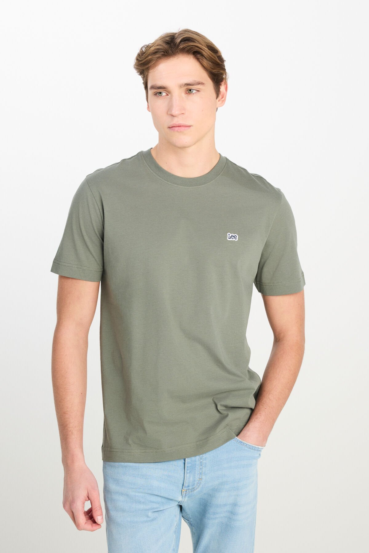 Lee ML60UFQ801 Haki Erkek Regular Fit Bisiklet Yaka T-shirt