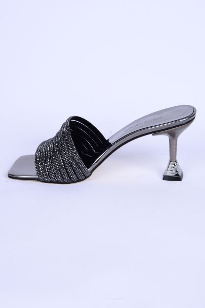 Pierre Cardin 53045 İnce Taban Taşlı Topuklu Platin-Ayna Günlük Kadın Terlik